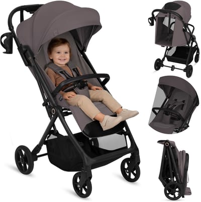 Lionelo Tansi Buggy – GravelTech Wielen – Inklapbaar Auto-Folding Systeem – Geschikt voor 6 Maanden tot 4 Jaar – Hoge Zitting tot 92 cm – 3-Stand Rugleuning – Dri-Seat Comfort – Inclusief Muggennet & Bekerhouder