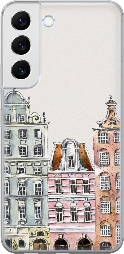 Leuke Telefoonhoesjes - Hoesje geschikt voor Samsung Galaxy S22 - Grachtenpandjes - Soft case - TPU - Print / Illustratie - Multi