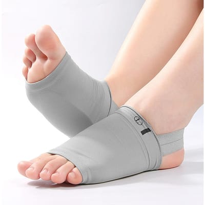 1 Pair of Arch Support Sleeves -Metatarsal Compression Brace for Flat Foot support & Plantar Fasciitis Relief MEN'S WOMEN'S free size grijze kleur