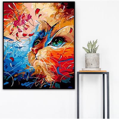 5D Diamond schilderij  Abstract Cat Face  Diamond borduurwerk kruissteek Strass mozaïek schilderij 20X30CM