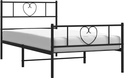 Stevig Metalen Eenpersoons Bedframe met Hoofd- en Voeteneinde Zwart 100x200 cm