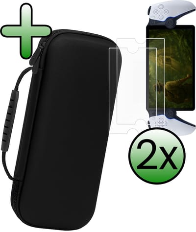 Hoesje Geschikt voor PlayStation Portal Case Hoes Hard Cover Met 2x Screenprotector - Bescherm Case Geschikt voor PlayStation Portable Hoes - Zwart