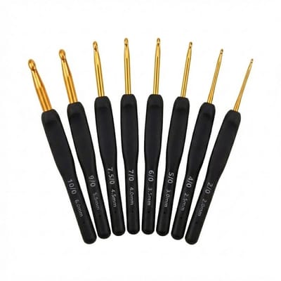 Somstyle Ergonomische Haaknaaldenset - Crochet Kit - 9 Maten - 2.0 mm t/m 6.0 mm - Goudkleurig / Zwart