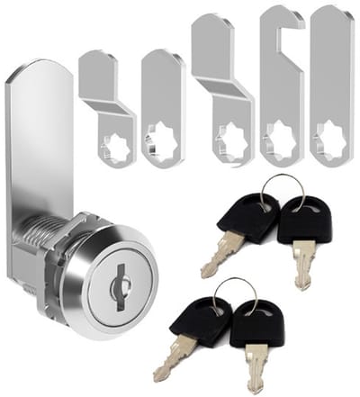 16mm brievenbusslot, kastslot met 5 verschillende sluitplaten, met 4 sleutels, brievenbusslotcilinder, brievenbus hendelslot, geschikt voor camper, brievenbus, kledingkast