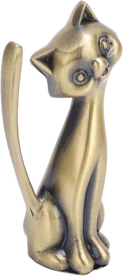 Kat Ringhouder - Sieraden Organizer - Sieraden Opslag - Charmant Beeldje - 8x5x3 cm - Zilverkleurig