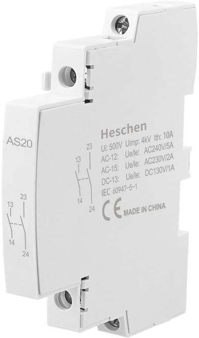 Allecto - Hulpcontactblok - Magneetschakelaar - Zijdelingse montage - 2NO - Voor CT1 HS1 HSR1-serie - 500V - AC-schakelaars