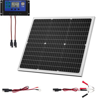 50W 12V Zonnepaneelopladerset met Verbeterde MPPT-Controller, Ip65 Waterdicht Ontwerp voor Auto's, Boten, Campers, Gebruik Op Zee, Daken, Achtertuinen en Andere Vlakke Oppervlakken