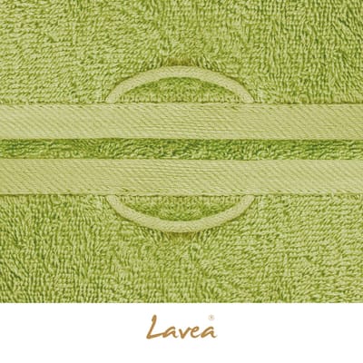 Lavea® Set van 2 badlakens 100x150 cm – 100% katoen, badhanddoeken en handdoeken, zacht, absorberend en duurzaam – ideaal voor badkamer, sauna, spa of hotel – Lindegroen