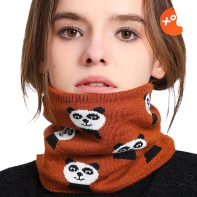 Nivard Nekwarmer - Dames - Fleece - Motor - Bandana - Masker - Colsjaal - Sjaal - Gewatteerd - Winter - Fietsen - Panda - Koffie