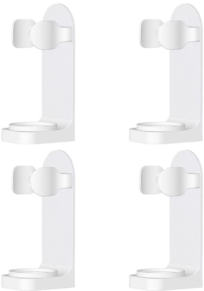 Dailygoods - Elektrische tandenborstelhouder - Wandmontage - Sterke lijm - Wit - Duurzaam - Geschikt voor de meeste elektrische tandenborstels - 4 stuks