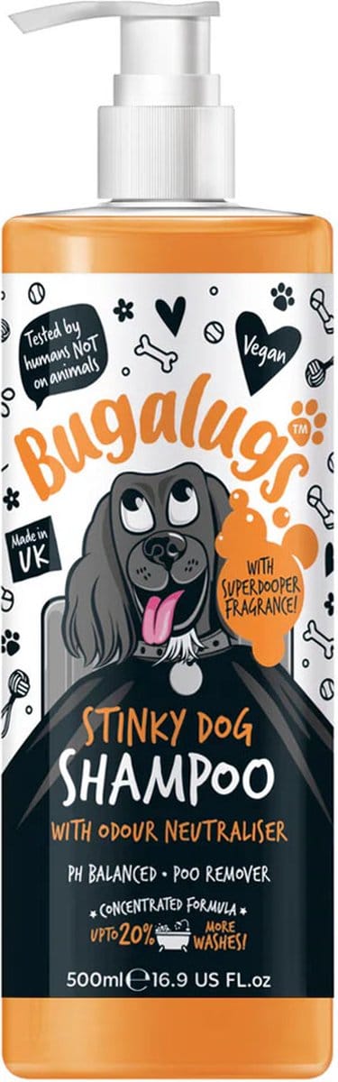 Bugalugs - Shampoo voor stinkende honden met geurneutralisator - Alle vachttypes - Fles met pompje - Vegan - 500 ml