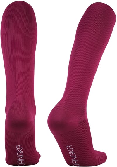 KANGKA® Compressiekousen Maat 43-46 (XXL) - Donker Rood - Steunkousen voor Zittend en Staand Beroep - Reissokken - Compressie sokken voor Hardlopen, Wandelen, Vliegtuig