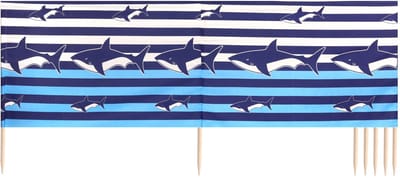 Garronda 4m Strand Windscherm Met Stokken - Windscherm Strand – Windscherm – Camping – Strepen/Haaien - LA-EX-Wb-4m