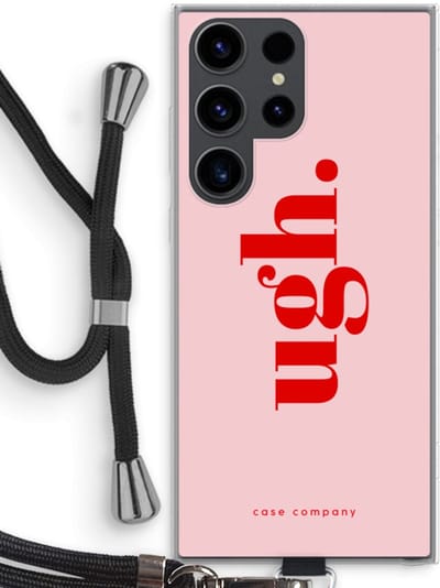 Case Company® - Hoesje met koord geschikt voor Samsung Galaxy S23 Ultra hoesje met Koord - Ugh - Telefoonhoesje met Zwart Koord - Bescherming aan alle Kanten en Over de Schermrand