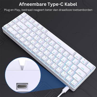 Mechanical Keyboard Wit – Blue Switches – Toetsenbord- Gaming toetsenbord- [ISO-NL] – [RGB] – N-Key Rollover – [Full-size/TKL] – Plug-&-Play