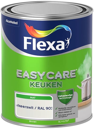 Flexa - Easycare Keuken - Verkeerswit / Ral 9016 - Mengverf - 1 L