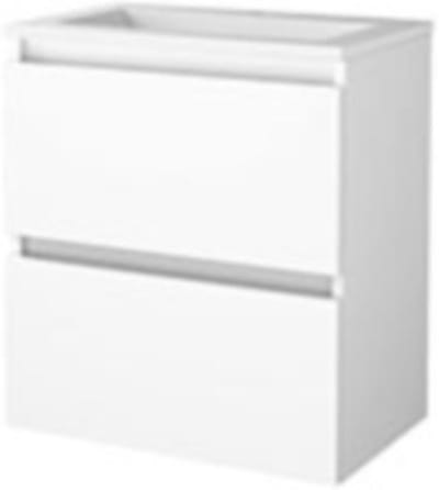 Basic-Line Start 39 Badkamermeubelset - Ondiep - 60 x 39 cm - Greeploos - 2 Lades - Acryl Wastafel - 1 Kraangat - Ice White