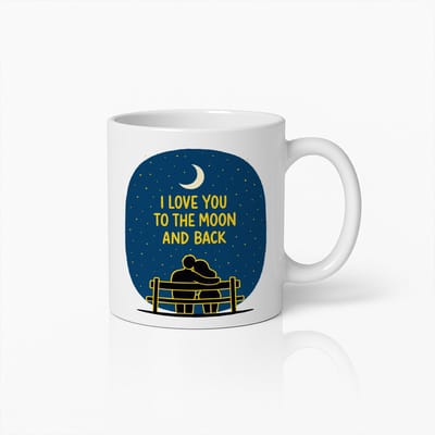 Koffiemok 330ml – I Love You to the Moon and Back | Romantisch Cadeau voor Stellen & Jubilea