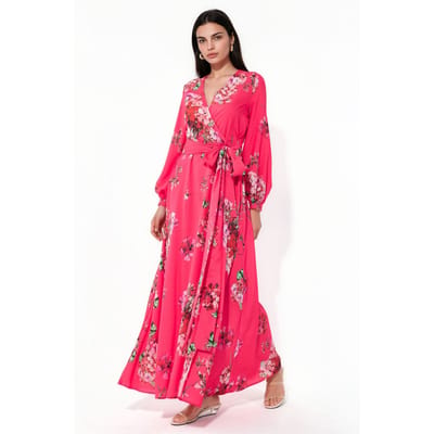 Bloemenwrap-midi-jurk