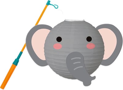 Lampion - Sint Maarten - Lampionstokje - Met Lichtje - Dieren - Treklampion - Papier - Kind - Wit - Versiering - 1 Stuk