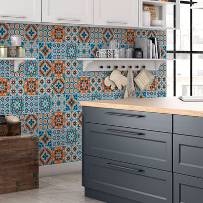 Zelfklevende tegelmuurstickers voor keuken en badkamer - 30 Filipia Azulejo tegelstickers - 30 stickers 15x15cm