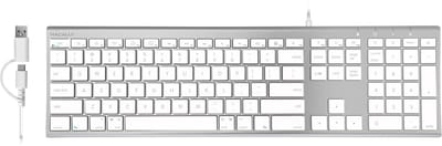Macally UCACEKEYA2 Super dun bedraad USB toetsenbord voor Mac, Windows PC, iPad en Android tablet - Witte toetsen/Zilverkleurig - US Engels (QWERTY) layout