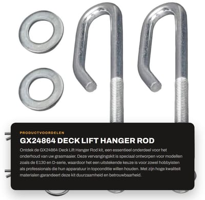 Dailygoods- Deck Lift Hanger Rod kit - Vervangt onderdeelnummers GX24864/GX21718 - Compatibel met E-serie en D-serie - Hoge kwaliteit - Voor diverse modellen - Inclusief bevestigingsmaterialen - Hefframe