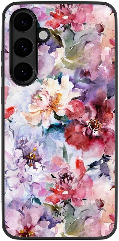 Hoesje geschikt voor Samsung Galaxy S25 FE - Bloemen acryl - Paars - TPU case - Bloemen - Hardcase zwart telefoonhoesje