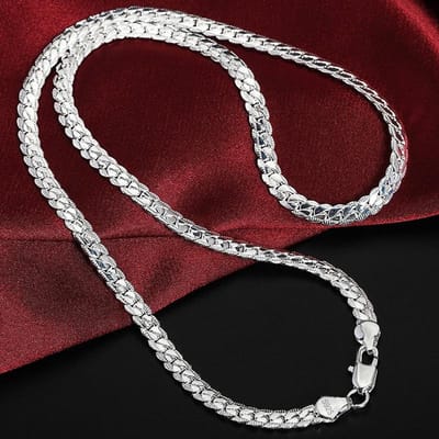 925 Sterling Zilver 6mm Volledige Zijwaartse Ketting 18/20/22/24 Inch Ketting Voor Vrouw mannen Mode Bruiloft Engagement Sieraden 50cm brown