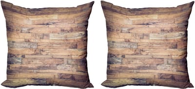 ABAKUHAUS rustieke houten sierkussens, set van 2, aardetinten, planken, modern accent, dubbelzijdige digitale print, 60x60 cm, lichtgrijs/umberbruin