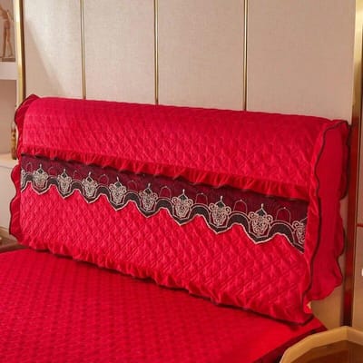 Kanten Hoofdbordhoezen voor Bed Pluche Fluweel Dubbel Queen King Gewatteerd Anti-botsing Volledige Dekking Rugbeschermer met Zak 150x60cm 59x24 in.
