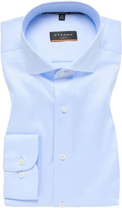 ETERNA slim fit overhemd - structuur - lichtblauw - Strijkvriendelijk - Boordmaat: 38