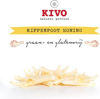 Kivo Petfood Hondensnack Kippenpoot honing 2 zakken x 100 gram - Graanvrij en Glutenvrij
