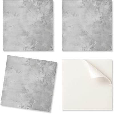 Set vinyltegels met patroon voor de woonkamer, zelfklevend, betontextuur met krassen, 20x20x20 cm