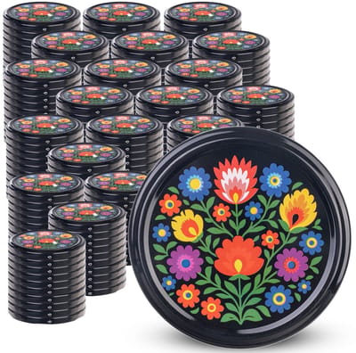 KADAX schroefdeksel TO82 voor potten van 82 mm – Twist-Off-vervangingsdeksels voor inmaak- en jam potten van 235-900 ml, luchtdicht en vaatwasmachinebestendig (volksbloemen, set van 200)