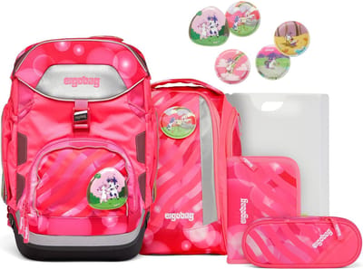 ergobag Schooltas Neon Pack-Set 6-delig KuntBärbuntes Einhorn Neonroze