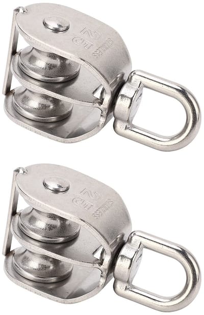 Store_7 - Dubbele Katrol - 360 graden draaibaar - 2 Stuks M25 - Ideaal voor Camping - Draagvermogen tot 150 kg - Geschikt voor zware o...