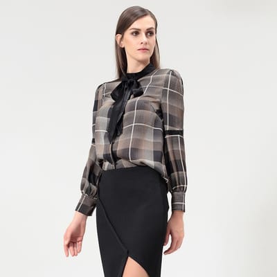 Ascot tie tartan shirt
