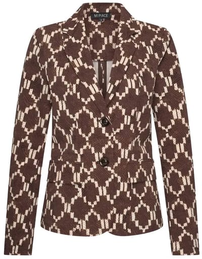 MI PIACE - Travel Blazer Ikat Print 202015 Espresso - Maat : XS