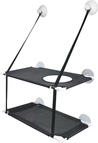 Kattenhangmat met 6 Zuignappen en Draagvermogen 22kg - Dubbellaags Ontwerp - Raamhangmat - Kattenbed - Zwart