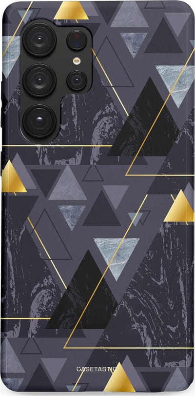 Casetastic hoesje geschikt voor Samsung Galaxy S25 Ultra - Dubbellaagse bescherming - Zwart Goudpatroon - Fashion Case - Donkergrijs Grijs