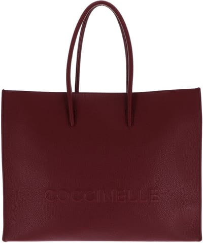 COCCINELLE Leren schoudertas Maxi Log Handbag Grained Leather Ribes (rood)paars