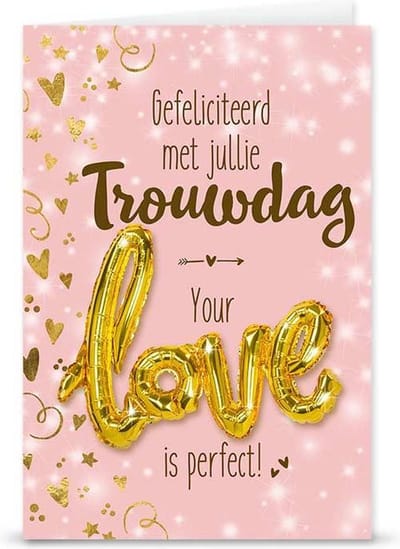 Love ballon "Trouwdag", wenskaart, cadeau idee huwelijk