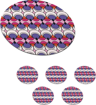 Onderzetters voor glazen - Rond - Retro - Druppel - Design - 10x10 cm - Glasonderzetters - 6 stuks