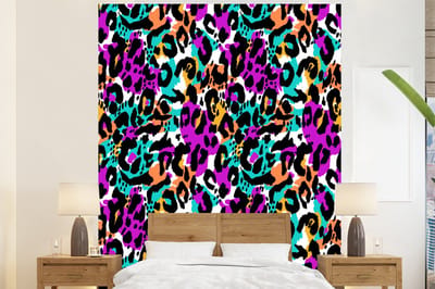 Behang - Fotobehang Regenboog - Panter - Patronen - Breedte 225 cm x hoogte 280 cm