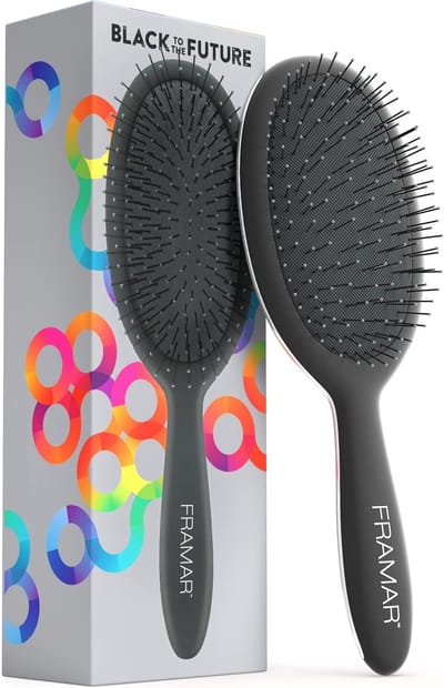 SnelShoppen - FRAMAR Detangle Haarborstel voor Dames - Effectief Ontwarren, Vermindert Haarbreuk en Pluis, Zwart, Ideaal voor Nat Haar, Perfect voor V