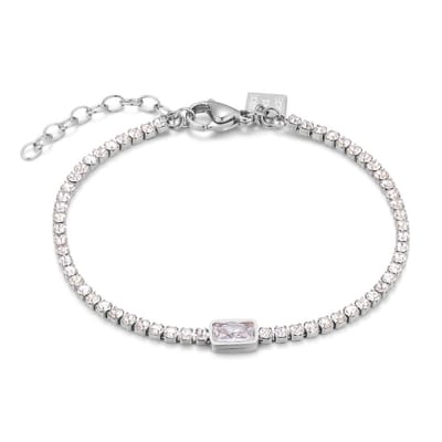 Twice As Nice Armband in edelstaal, tennisarmband met centrale zirkonia 19cm