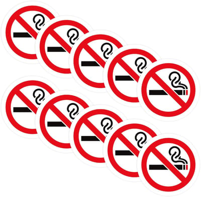 Dailygoods- Rookverbodssticker - 10 Stuks - Zelfklevend - Waterdicht - Krasbestendig - Geschikt voor Bedrijven/Scholen - 7,6 cm - Rookverbodsbord