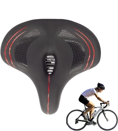 Zitkussen Fiets - Fietszadel Kussen - Comfortabele Ritten - Antislip Ontwerp - 7.5 cm Dik - Zwart Rood