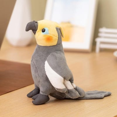 17cm Levensgetrouwe Papegaai Kaketoe Pluche Speelgoed Miniatuur Schattige Vogel Zachte Knuffelpop Voor Po Rekvisieten Huis Tuin Decoratie Ornament beige